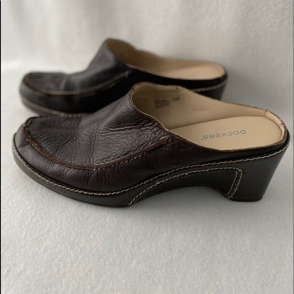 Dockers Brown Size 9M Leather Slip On Wedge Mule. - Picture 3 of 8